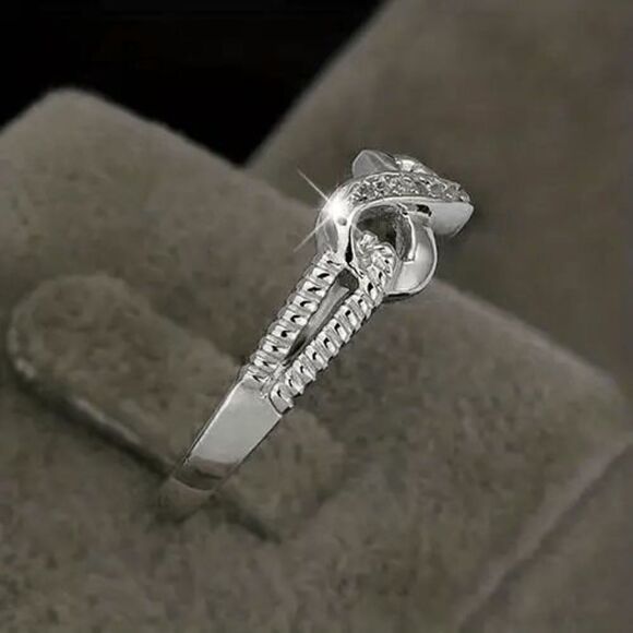 Infinity Silver Plated Diamond Ring - Picture 2 of 5